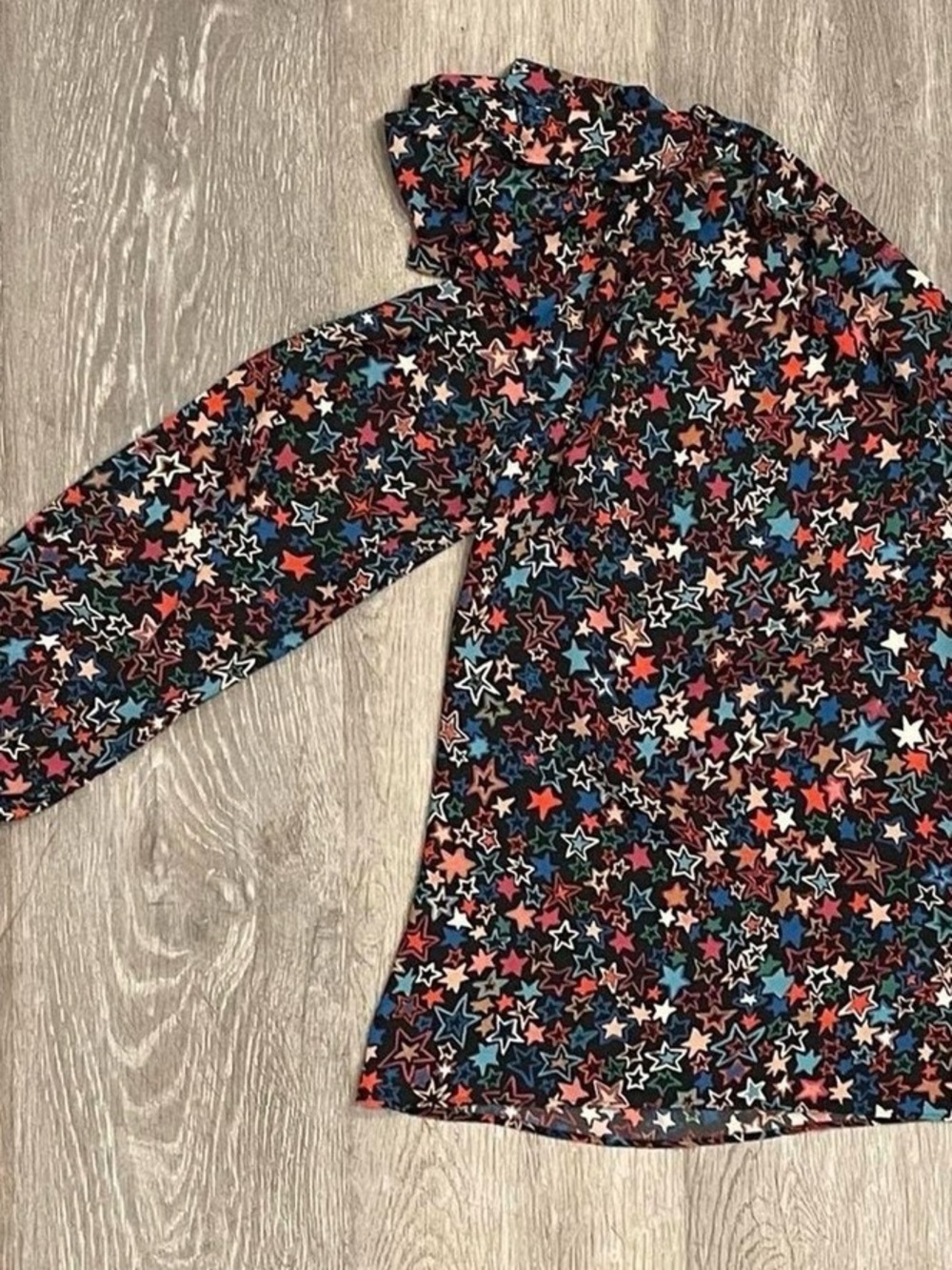 Kids Long Sleeve Star Print Dress - Black with Multi Stars